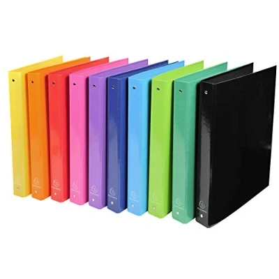 Abbildung von Exacompta 51929E Packung mit 10 Ringbücher, für DIN A4, 40mm Rücken, 4 Ring, robust und praktisch, 1 Pack, farbig sortiert