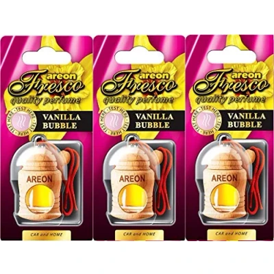 Abbildung von AREON Fresco Auto Vanille Bubble Gum Duft Kaugummi Rot Glas Duftflakon Set Flakon Holz Hängend Anhänger Spiegel 4ml (Pack x 3)