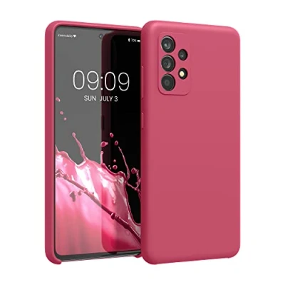 Abbildung von kwmobile Hülle kompatibel mit Samsung Galaxy A52 / 5G A52s Silikon Handy Case Handyhülle weiche Oberfläche kabelloses Laden Awesome Pink