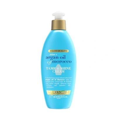 Abbildung von OGX Argan Oil of Morocco Tame &amp; Shine Cream (177 ml), pflegende Feuchtigkeitscreme für die Haare, Haarpflege Creme mit besonders reichhaltigem Arganöl Seidenproteinen