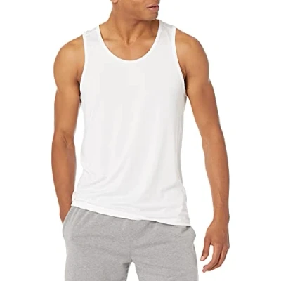 Abbildung von Amazon Essentials Herren Leichtes, Schnelltrocknendes Gym Tanktop Aus Funktionsstretch, Weiß, XS