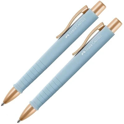 Abbildung von FABER CASTELL 205093 Kugelschreiber Poly Ball sky blue, 2 Stück, mit auswechselbarer XB Mine, dokumentenecht