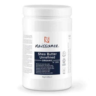 Abbildung von Naissance Sheabutter BIO (Nr. 306) 1kg (1000g) 100% Rein, Unraffiniert, zertifiziert Intensive Pflege für Kosmetik, Haut, Haare, Fairtrade Shea Butter aus Ghana