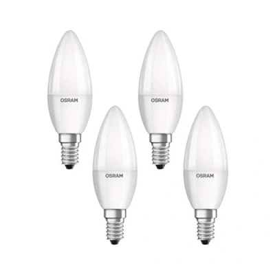 Abbildung von Osram LED Base Classic B Lampe, in Kerzenform mit E14 Sockel, nicht dimmbar, Ersetzt 40 Watt, Matt, Kaltweiß 4000 Kelvin, 4er Pack