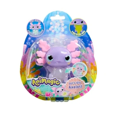Abbildung von Animagic Let’s Glo Axolotl Lila Pastell, Elektronisches Haustier Kinder ab 4 Jahren, Sensorisches Spiel &amp; Taktile Erfahrung, Leuchte im Dunkeln, Kuscheltier DASS Schwimmt Leuchtet Wasser