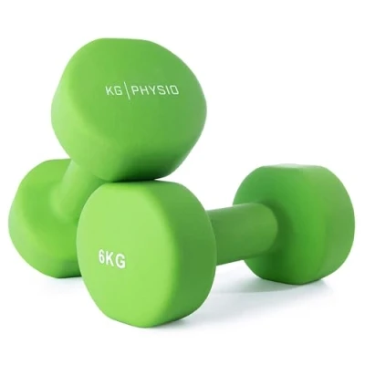 Abbildung von KG Physio Hantelset mit A3 Übungsposter Neopren Kurzhanteln 2er Set Fitness Gewichte aus Gusseisen Hantel Set, Schweißabweisendes Kurzhantelset für Frauen und Männer Hanteln 1kg 10kg