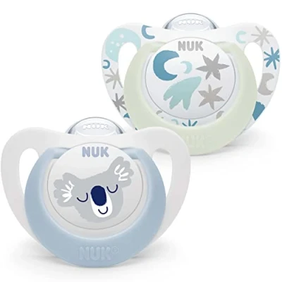 Abbildung von NUK Star Babyschnuller 06 Monate Day &amp; Night Schnuller BPA freies Silikon Blue Koala 2 teilig