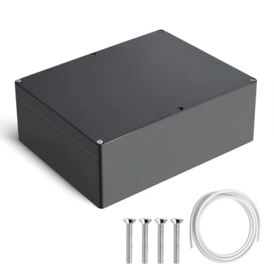 Abbildung von Therlan Abzweigdose Schwarz Wasserdicht IP65, Elektronik Gehäuse Anschlussdose Aufputz Verteilerdose Außen Wasserdicht, ABS Projekt Box Kunststoff Anschlusskasten Aufputzdose 290x210x100 mm