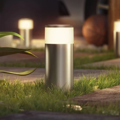 Abbildung von Philips Hue White &amp; Color Ambiance Calla Sockelleuchte 350lm, aluminium, Niedervolt für den Aussenbereich, steuerbar via App, 16 Millionen Farben, kompatibel mit Amazon Alexa (Echo, Echo Dot)