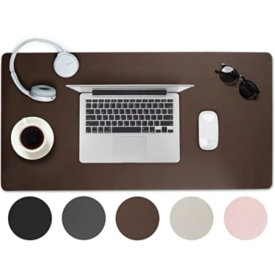 Abbildung von Sidorenko Schreibtischunterlage Mousepad 80x40cm Büro Zubehör Desk Mat in Braun aus PU Leder, rutschfeste Kinder, Schreibtisch Deko, Unterlage und Tischunterlage