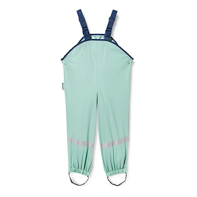 Abbildung von Playshoes Matschhose Regenlatzhose Fleece Futter Unisex Kinder Wind und wasserdichte Regenhose Regenbekleidung, grün Pastell, 92