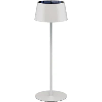 Abbildung von goobay LED Tischleuchte Solar/stufenlos dimmbar mit Touch Steuerung/Kabellose Akku Tischlampe für Innen und Außen IP44 / 150lm 3000K warmweiß, USB C, Weiß 73929