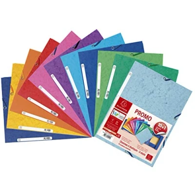 Abbildung von Exacompta 55501AMZE 11er Pack Premium Einschlagmappe. Aus extra starkem Colorspan Karton mit 3 Innenklappen und 2 Gummizügen DIN A4 farbig sortiert Sammelmappe Dokumentenmappe für Büro Schule