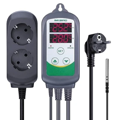Abbildung von Inkbird ITC 308 Temperatur Steuerung Steckdosen 220V Thermostat mit NTC Sensorsonde für Gewächshaus Reptilien Terrarium