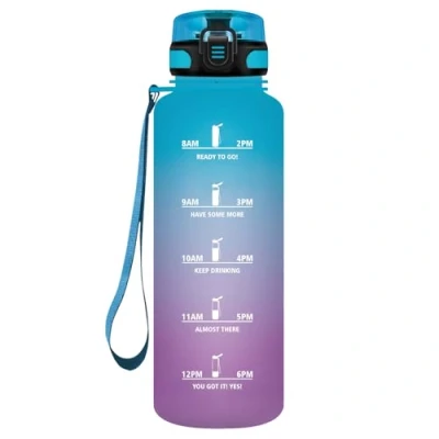 Abbildung von HoneyHolly Trinkflasche Sport, 1500ml Auslaufsicher Kunststoff, Wasserflasche, Kohlensäure Geeignet, Sportflasche für Fahrrad, Kinder, Schule, Fitness, Yoga, Blue Purple