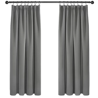 Abbildung von Deconovo Verdunkelungsvorhang Kräuselband Gardinen Schlafzimmer Warme Vorhang, 138x117cm(HöhexBreite), Hellgrau, 2er Set