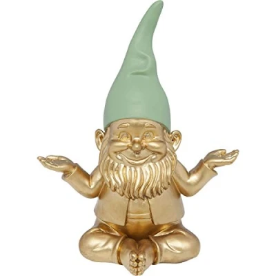 Abbildung von Kare Design Deko Figur Zwerg Meditation, Gold/Grün, Objekt, Dekoration für Garten, Wohnzimmer, Schlafzimmer, Büro, Regale, Gartenzwerg, Accessoire, 19x15x10 cm (H/B/T)
