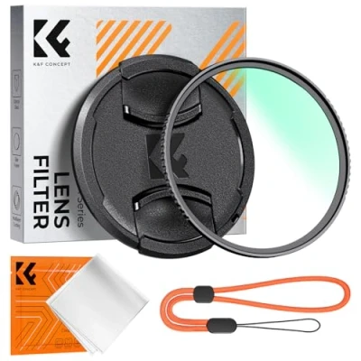 Abbildung von K&amp;F Concept UV Filter 49mm mit Objektivdeckel,Reinigungstuch,Schutzfilter 18 Schichten Nanobeschichtungen (Nano Klear)