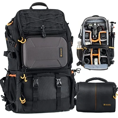 Abbildung von TARION Kamerarucksack Groß Fotorucksack Spiegelreflex: DSLR SLR Kameratasche mit 15,6 Zoll Laptopfach Wasserdicht Regenhülle für Spiegelreflexkameras Digital Objektive Stative 25 Liter PB 01