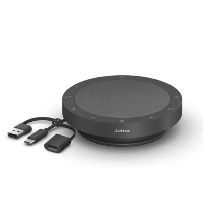 Abbildung von Jabra Speak2 55 Bluetooth Freisprechlösung, 4 Mikrofone mit Geräuschunterdrückung, 50 mm Breitband Lautsprecher, Audio, kompakt, tragbar Zoom und Google Meet zertifiziert, Dunkelgrau