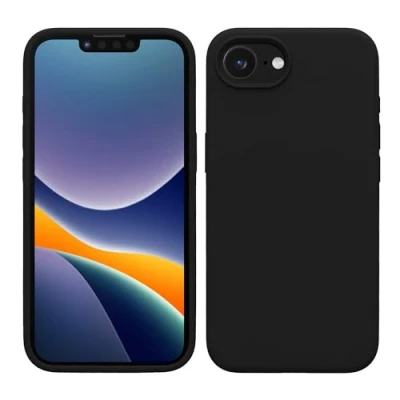 Abbildung von kwmobile Handyhülle für iPhone 16e Hülle, Case Hülle Silikon kabelloses Laden Schwarz