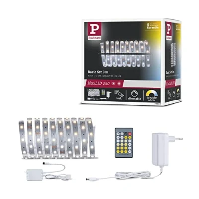 Abbildung von Paulmann 79860 LED Stripe MaxLED 250 Basisset 3m 11W 810lm Tunable White 24VA dimmbar Lichtband Kunststoff 2700 K