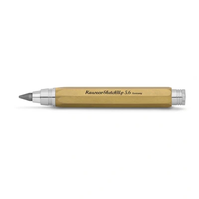 Abbildung von Kaweco Sketch Up Brass Fallbleistift 5,6 mm 5B I Minenbleistift aus massivem Metall in oktogonalem Acht Kant Design Druckminenbleistift 10,3 cm Druck Bleistift nachfüllbar Messing Braun