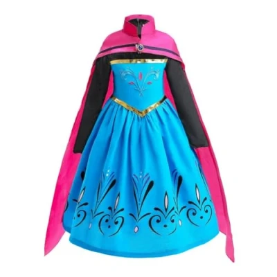 Abbildung von Lito Angels Prinzessin ELSA Krönung Kostüm Kleid für Kinder Mädchen, Eiskönigin Schneekönigin Krönungskleid Verkleidung mit Umhang Größe 7 8 Jahre 128