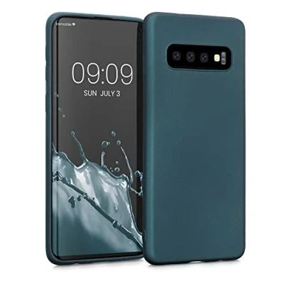 Abbildung von kwmobile Case kompatibel mit Samsung Galaxy S10 Hülle Schutzhülle aus Silikon metallisch schimmernd Handyhülle Metallic Petrol