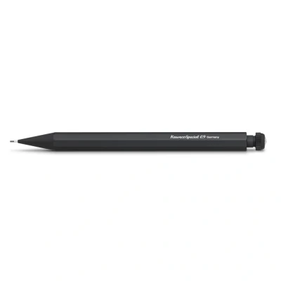 Abbildung von Kaweco SPECIAL Druckbleistift 0.9 I Minenbleistift aus hochwertigem Aluminium in oktogonalem Acht Kant Format Druckminenbleistift 14 cm Druck Bleistift nachf?llbar Schwarz mit Radiergummi
