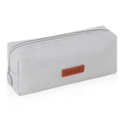Abbildung von iSuperb Federmäppchen Mädchen Mäppchen Jungen Studenten Federmappe Unisex Stifte Organizer Kosmetiktasche klein Leinen Federtasche für Damen Einschulung Geschenk Schulsachen (Hellgrau)