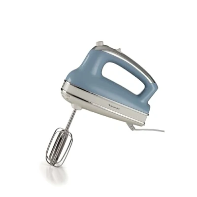 Abbildung von Ariete Vintage, Multifunktions Handmixer 1548, 5 Geschwindigkeiten, Turbo Funktion, 2 Edelstahlrührbesen zum Schlagen und Kneten, Geeignet für Kuchen Pizzateig Schlagsahne, 450W, Himmelblau