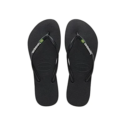Abbildung von Havaianas Slim Brasil Logo Flip Flops Damen, Schwarz, 39/40 EU