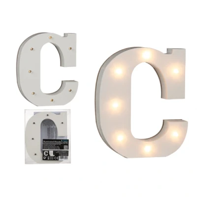 Abbildung von Beleuchteter Holz Buchstabe C, mit 7 LED, ca. 16 cm