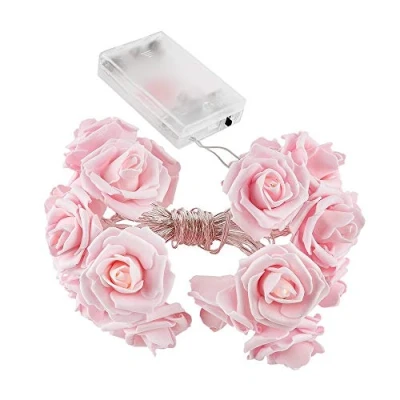 Abbildung von Ideen mit Herz LED Lichterkette Rosen 20 Lichter warmweiß batteriebetrieben romantische Zimmer Deko (rosa)