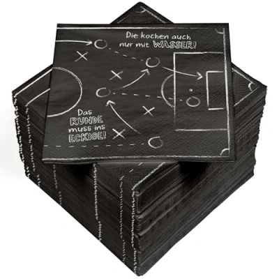 Abbildung von HEKU 100 Servietten, 3 lagig, 33x33cm I Saugstark und praktisch verpackt Ideal für Hochzeiten, Jubiläen besondere Anlässe, Fußball Party