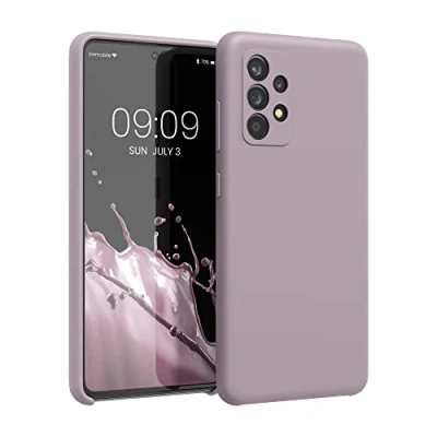 Abbildung von kwmobile Hülle kompatibel mit Samsung Galaxy A52 / 5G A52s Silikon Handy Case Handyhülle weiche Oberfläche kabelloses Laden Purple Cloud