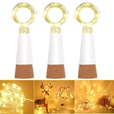 Abbildung von Dumcuw LED Korken Lichterkette, wasserdichte Kupferdraht Lichterkette für Flaschen, USB wiederaufladbar, Korkenlichter DIY Party Weihnachten Hochzeit (Warmes Orange,3er Pack