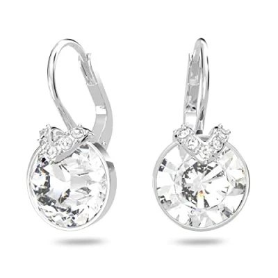 Abbildung von Swarovski Bella V Drop Ohrhänger, Rundschliff, Weiß, Rhodiniert