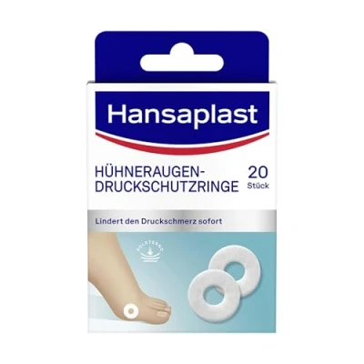 Abbildung von Hansaplast Hühneraugenringe (20 Stück), Hühneraugen Pflaster für sofortige Schmerzlinderung, hautfreundliches Fußpflaster schützt vor Druck durch Schuhe