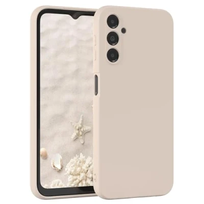 Abbildung von EAZY Case Silikonhülle für Samsung Galaxy A14 5G Hülle Silikon Beige weich stoßfeste Handyhülle Schutzhülle mit Kameraschutz Dünn Premium Schutz Cover TPU Phone Bumper in Taupe