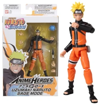 Abbildung von BANDAI Anime Heroes Naruto Uzumaki im Eremiten Modus (Sage Mode) Offizielle Lizenz Shippuden Gelenkige Figur 17 cm Manga Actionfigur Spielzeug für Kinder ab 4 Jahren 36907