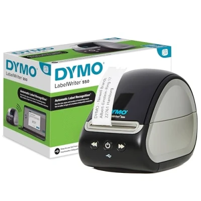 Abbildung von DYMO LabelWriter 550 Etikettendrucker Beschriftungsgerät mit Thermodirektdruck automatische Etikettenerkennung druckt Adressetiketten, Versandetiketten, Barcodeetiketten und mehr EU Stecker
