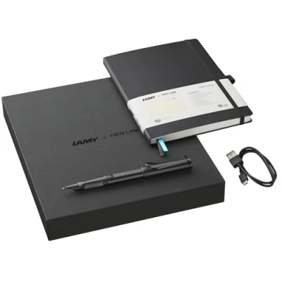 Abbildung von Lamy safari all black ncode Set Smartpen &amp; 192 seitiges digitales Notizbuch A5 schreiben auf echtem Papier mit digitaler Weiterverarbeitung inkl. schwarze Mine M 21 Ladekabel