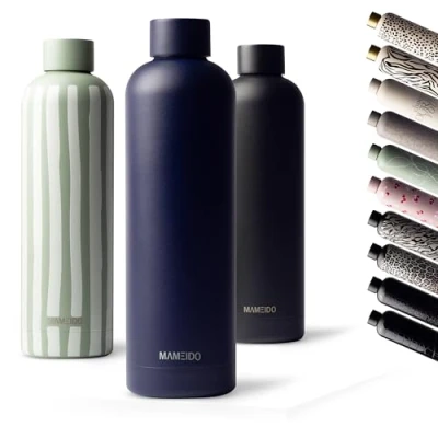 Abbildung von MAMEIDO Trinkflasche Edelstahl 750ml, 500ml &amp; 1l auslaufsichere Thermosflasche, Kohlensäure geeignet, BPA frei, Isolierflasche 12h heiß 24h kalt (Dark Night, 0,75l)