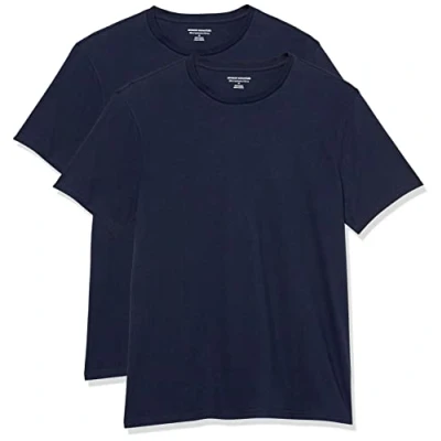Abbildung von Amazon Essentials Herren T Shirt mit kurzen Ärmeln und Rundhalsausschnitt in schmaler Passform, 2er Pack, Marineblau, M
