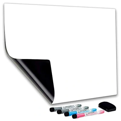 Abbildung von CUHIOY Magnetisches Whiteboard Kühlschrank Magnettafel 30 x 20 cm für Familie Menü Wochenplaner, Einkaufsliste, Memo Erinnerung Notiz,Kinder Graffiti abwischbar Magnet White Board,4 Markers 1Radierer
