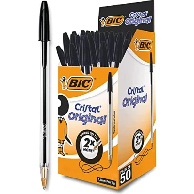 Abbildung von BIC Kugelschreiber Cristal Original, in Schwarz, Strichstärke 0,4 mm, 50er Pack, Ideal für das Büro, Home Office oder die Schule