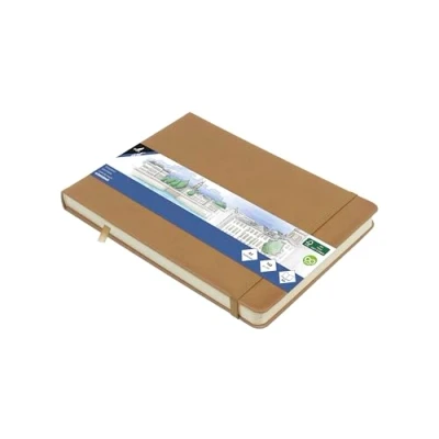 Abbildung von Skizzenbuch Kangaro A5 landscape Taupe PU Hardcover 80 Blatt 140 Gramm cremefarbenes Papier mit Gummiband und Band