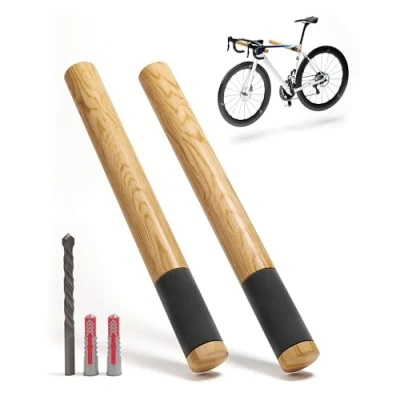 Abbildung von Borgen Fahrrad Wandhalterung Holz mit 20 kg Tragkraft stabile Fahrradhalterung Wand für Rennrad, MTB und E Bike Eiche Natur